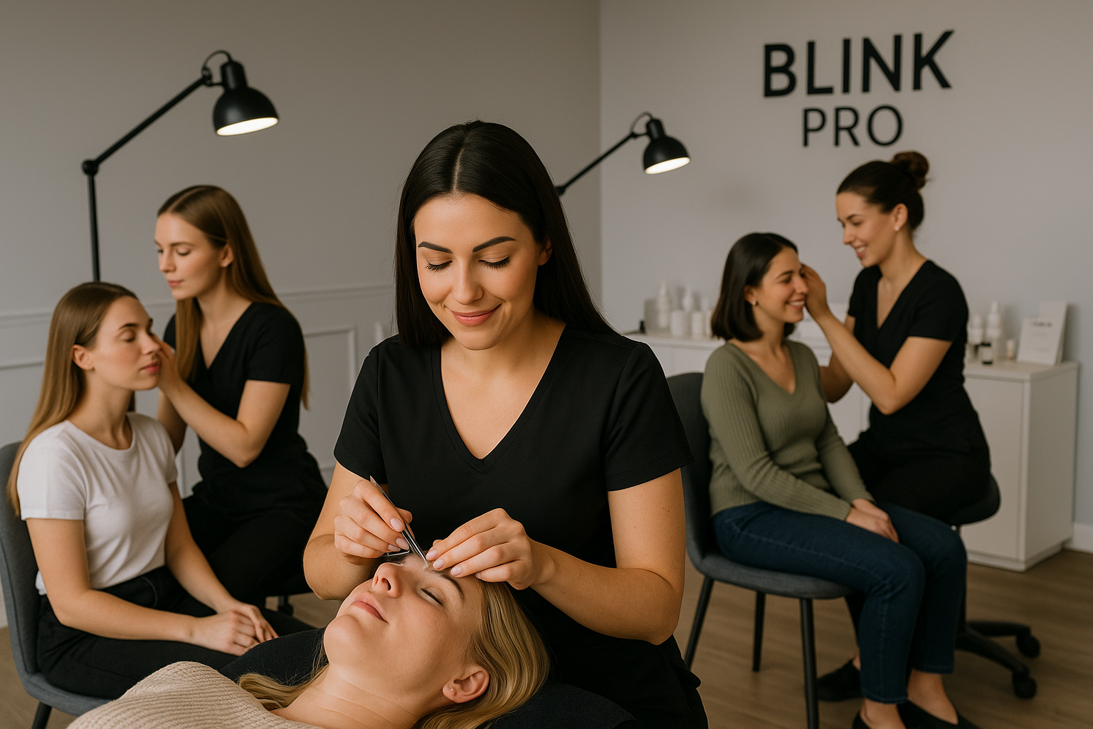 Salón Blink PRO con clientes